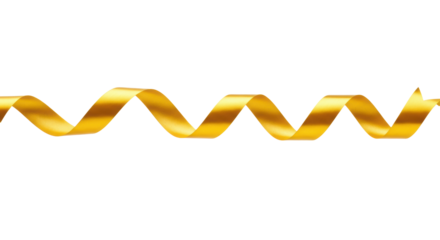 Luxurious golden ribbon with metallic sheen, elegant curves and intricate folds swirling against a transparent background with subtle shadows, copy space, concept of festive design