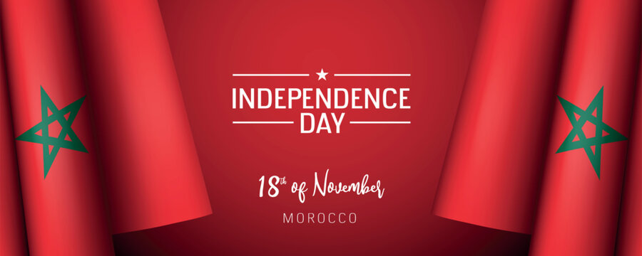 Morocco independence day vector banner, greeting card.