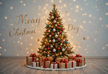 Obraz premium Merry Christmas Day with tree decoration