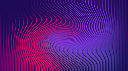 Abstract wavy lines background with purple and pink gradient and swirl