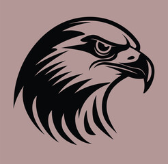 Black Eagle Logo on Light Pink Background | Fierce Raptor Minimalistic Vector Design