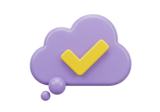 Isolated cloud with check mark is a symbol of confirmation and approval with no background - Powered by Adobe