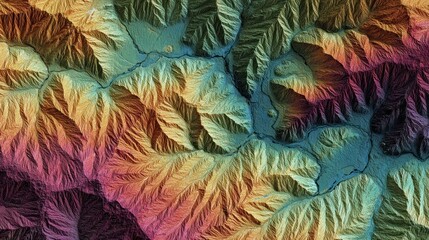 Mountainous terrain topographic relief mapping