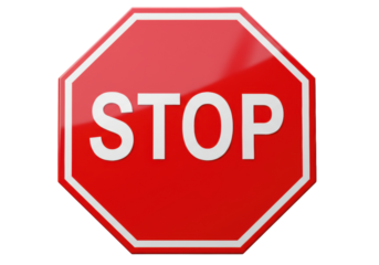 Isolated STOP sign, signifying control and safety with a regulatory octagon symbol