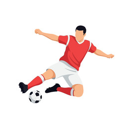 Dynamic soccer player kicking ball with power and precision, perfect for sports advertising, team spirit campaigns, or athletic achievement promotions