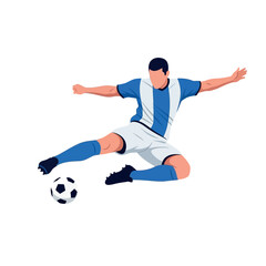 Dynamic soccer player kicking ball with power and precision, a modern illustration of athletic skill and competitive spirit for sports marketing