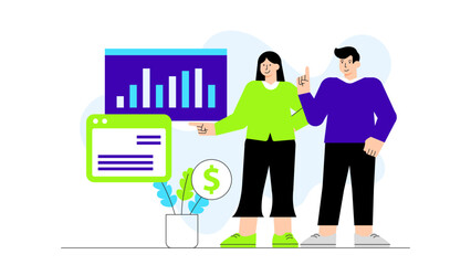 Finance Team Conducting Internal Budget Audit Flat Vector Illustration