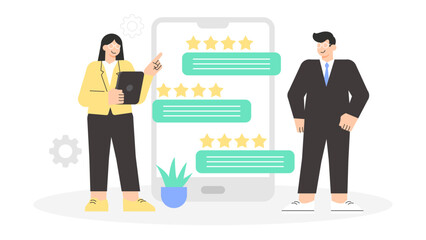 UX Team Reviewing Feedback from Usability Tests Flat Vector Illustration