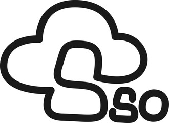 Single Sign-On Line Icon – Doodle SSO Security Symbol