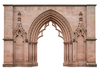 Isolated Gothic sandstone archway for design element, entry, or architectural feature