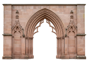 Isolated Gothic sandstone archway for design element, entry, or architectural feature