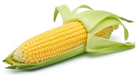 Obraz premium Fresh yellow corn on the cob with green husk
