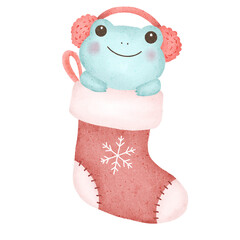 christmas boot with frog
