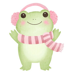frog with winter dress