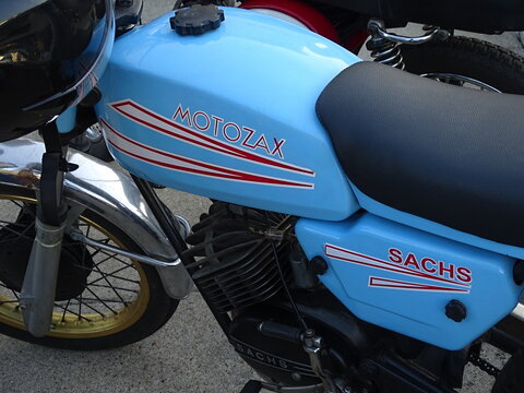 Blue Motozax Sachs moped vintage urban transportation