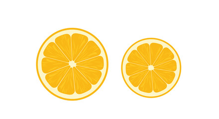 Two Slices of Fresh Orange Fruit Isolated on White Background.