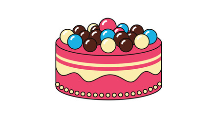 Delicious Cartoon Cake with Colorful Toppings.