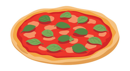 Delicious Margherita Pizza with Fresh Basil Leaves and Tomato Sauce.