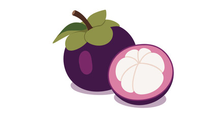 Fresh and Juicy Mangosteen Fruit with a Cross-Section View.