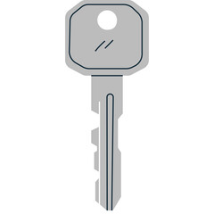 Simple Gray Key With Shadow Isolated On White Background Represents Security Access And Solutions Concept Object