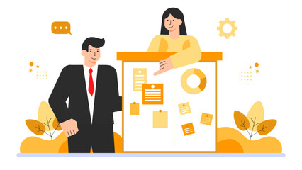 Project Management and Task Planning Concept Flat Vector Illustration