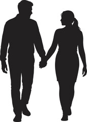 Silhouetted Couple Standing on Cliff Edge