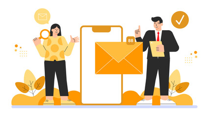 Email Marketing and Lead Generation Illustration Flat Vector Illustration