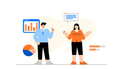 Office Meeting with Diverse Team Members Flat Vector Illustration
