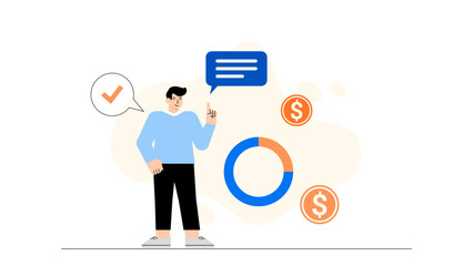 Businessman and Businesswoman Shaking Hands Flat Vector Illustration