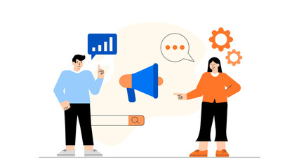 Flat Design Digital Marketing Strategy Flat Vector Illustration