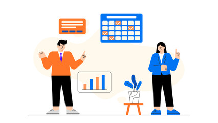 Project Management and Task Planning Concept Flat Vector Illustration