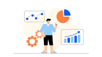 Business SEO and Content Marketing Illustration Flat Vector Illustration