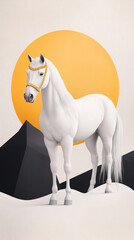The white horse on a geometric background 