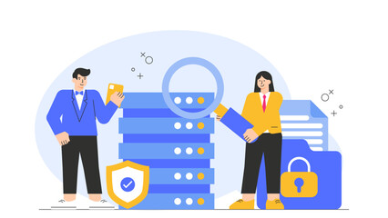 Cybersecurity and Data Protection in Business Flat Vector Illustration