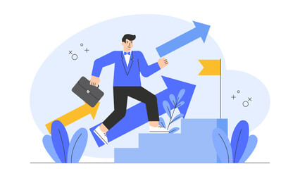 Career Growth and Professional Development Concept Flat Vector Illustration