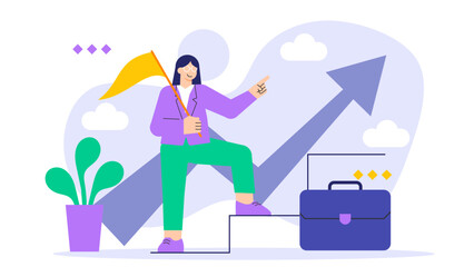Career Growth and Professional Development Concept Flat Vector Illustration