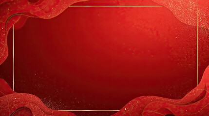 hinese New Year Red Background with Golden Lanterns and Festive Frame