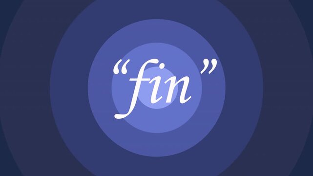 Cartoon-style animation isolated by the alpha channel "fin." A blue circle expands with a bouncing effect. Vintage-style text.