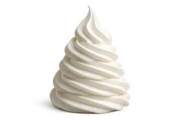 White soft serve ice cream swirl, a popular frozen dessert. Sweet vanilla flavor. Transparent background