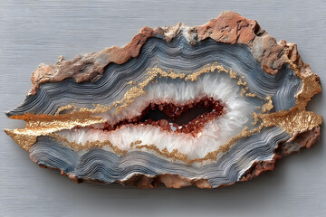 Obraz premium Stunning Geode Cross-Section with Crystals and Mineral Layers for Design and Decor