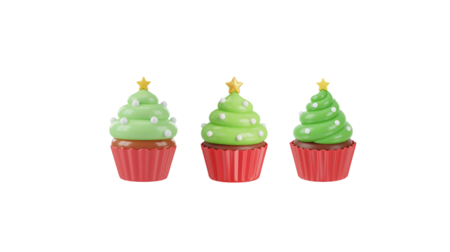 Cupcake with tree 3d png