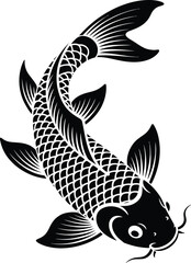 Fototapeta premium Koi Fish Vector Art Silhouette Illustration
