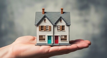 Miniature Model House in Hand — Symbol of Home, Security, and Real Estate Investment