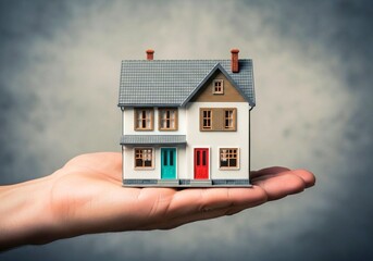 Miniature Model House in Hand — Symbol of Home, Security, and Real Estate Investment