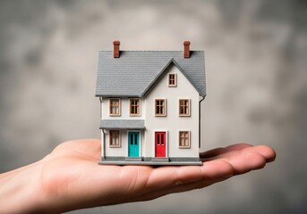 Miniature Model House in Hand — Symbol of Home, Security, and Real Estate Investment