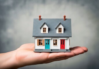 Miniature Model House in Hand — Symbol of Home, Security, and Real Estate Investment