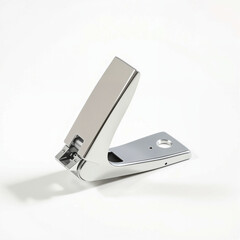 hole puncher lever Chrome paper holder on white background  