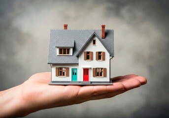 Miniature Model House in Hand — Symbol of Home, Security, and Real Estate Investment