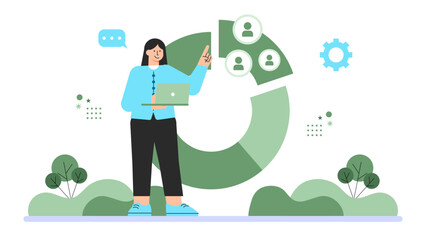 Leadership and Team Management Flat Vector Illustration