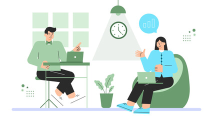 Corporate Office Environment Flat Vector Illustration